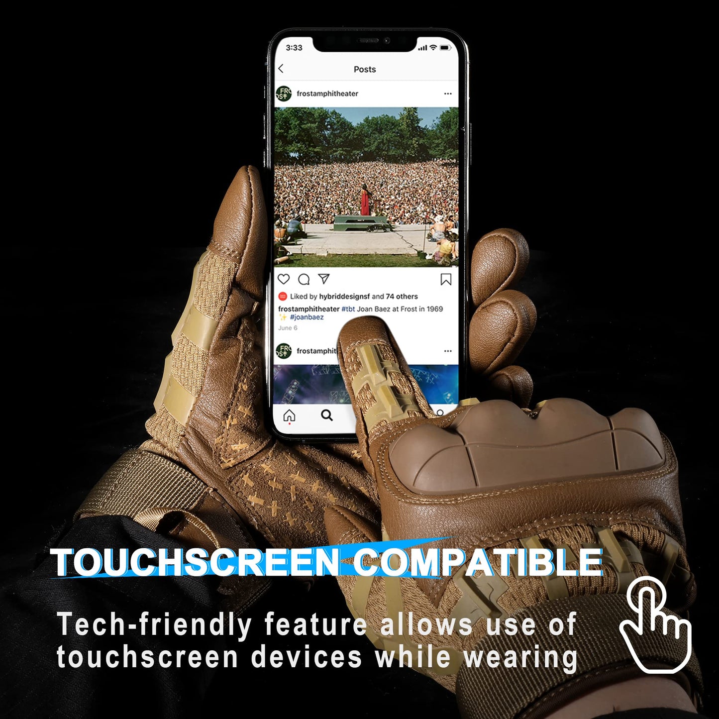 WTACTFUL Touch Screen Motorcycle Tactical Gloves for Men Airsoft Paintball Gear MTB Bike Cycling Cross-Country Motorbike ATV Hunting Hiking Riding Driving Work Outdoor Full Finger Gloves L Brown