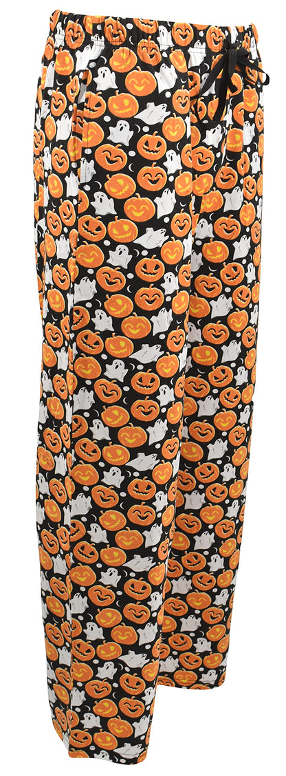 Unique Baby Adult Halloween Pumpkin Ghosts Pajama Pants (Med, Orange)