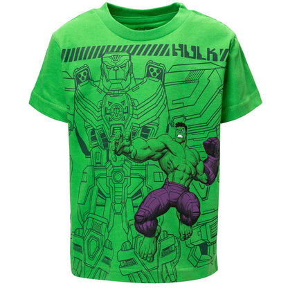 Marvel Avengers Mech Strike Spider-Man Hulk Iron Man Little Boys 4 Pack Graphic T-Shirts Blue/Green/Grey/Red 6