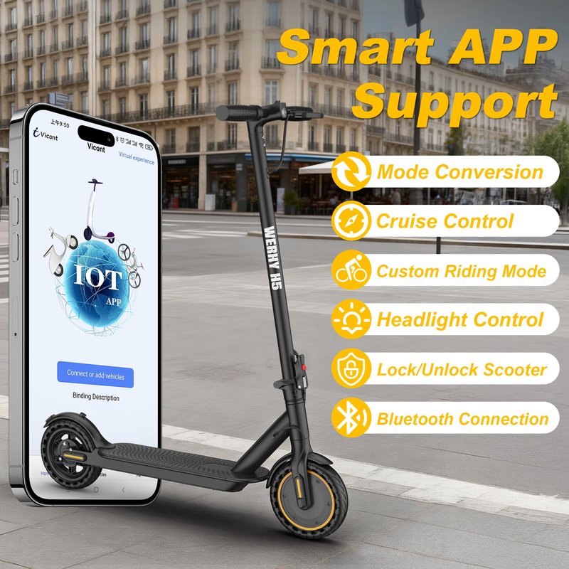 WERHY Electric Scooter, 500W/800W/1000W Powerful Motor & 19/22 MPH Top Speed, 16/25 Miles Range, Folding E Scooter with Dual Braking for Teens and Adults