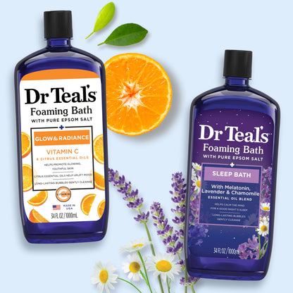 Dr Teal's Foaming Bath with Pure Epsom Salt, Relax & Relief with Eucalyptus & Spearmint, 34 fl oz (Pack of 2)