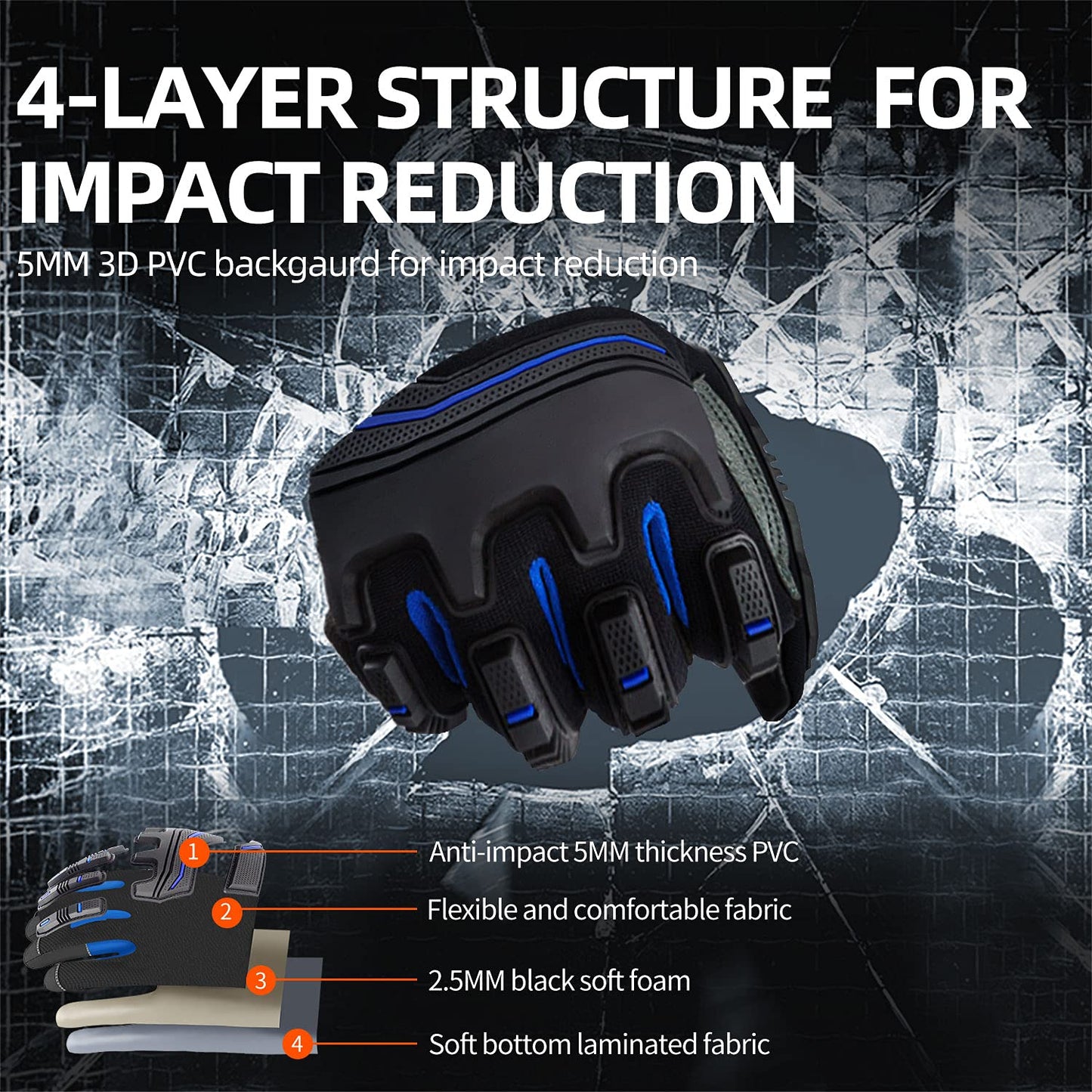 Vgo... Work Gloves Men Touchscreen Anti Impact, Heavy Duty Gloves Antiabrasive for Warehouse Mechanics Carpenter Trucker Multipurpose, 1 pair