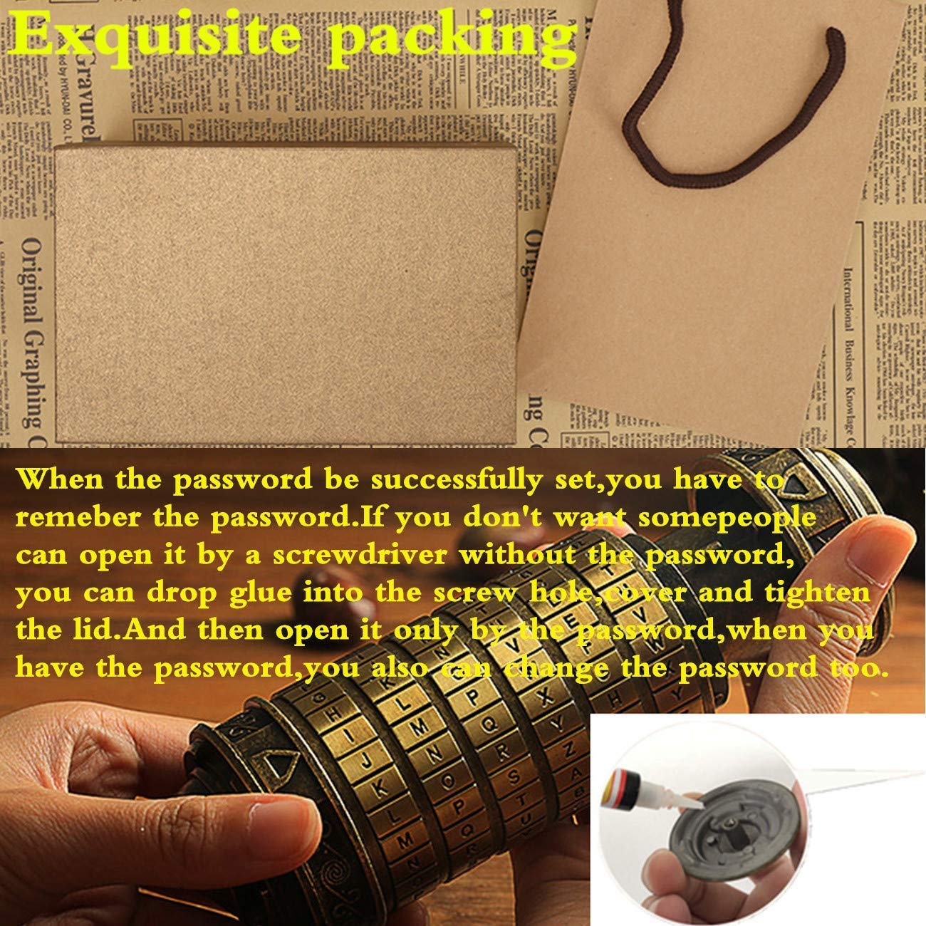 Da Vinci Code Mini Cryptex For Christmas Valentine's Day Most Interesting Birthday Gifts For Boyfriend and Girlfriend Brain Teaser Lock Puzzles
