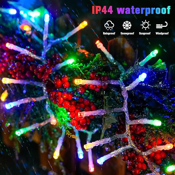 JMEXSUSS 400 LED Multicolor Cluster Lights Plug in, 20ft Christmas String Lights Outdoor Waterproof with Remote, 8 Modes Colorful Cluster Lights for Christmas Tree Wreath