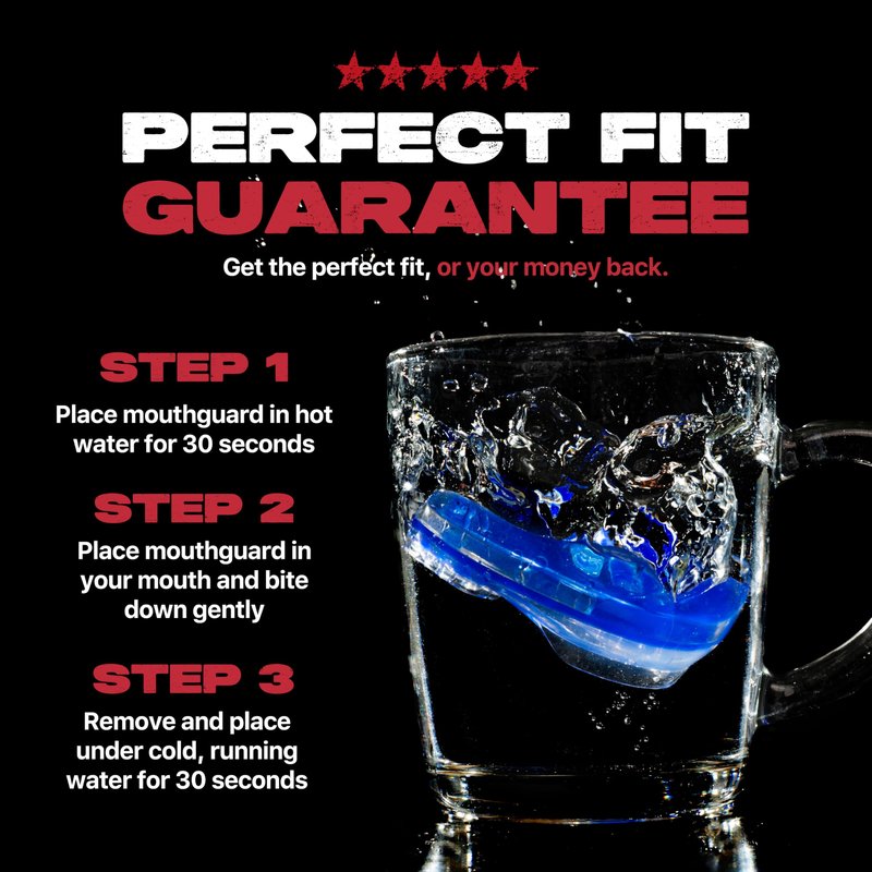 SAFEJAWZ Mouth Guard for Braces, Upper & Lower Protection Mouthguard with Case, Easy Fit Remoldable Mouthpiece for Football, Boxing, Lacrosse, MMA, Basketball & All Contact Sports (One Size, Ice Blue)