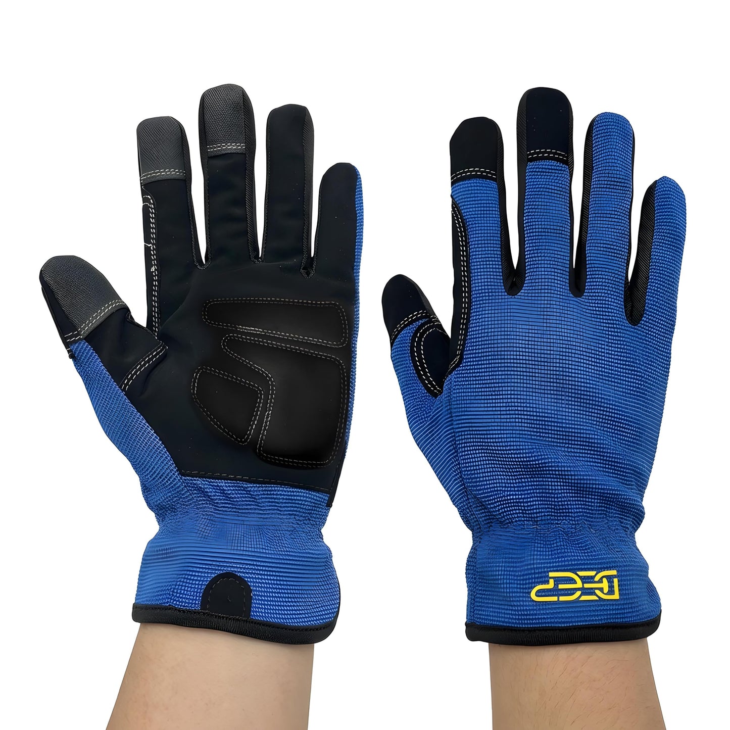 NL HOME 3-Finger Touchscreen Mechanic Work Gloves, Durable Palm