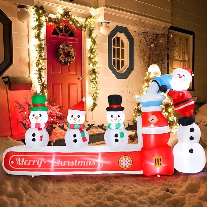 Vigdur 7FT Snowman Christmas Decoration – Snowman Maker Christmas Blow Up with Built-in LED Lights, Outdoor Christmas Inflatable for Yard, Lawn, Garden, Holiday Party & Home Décor
