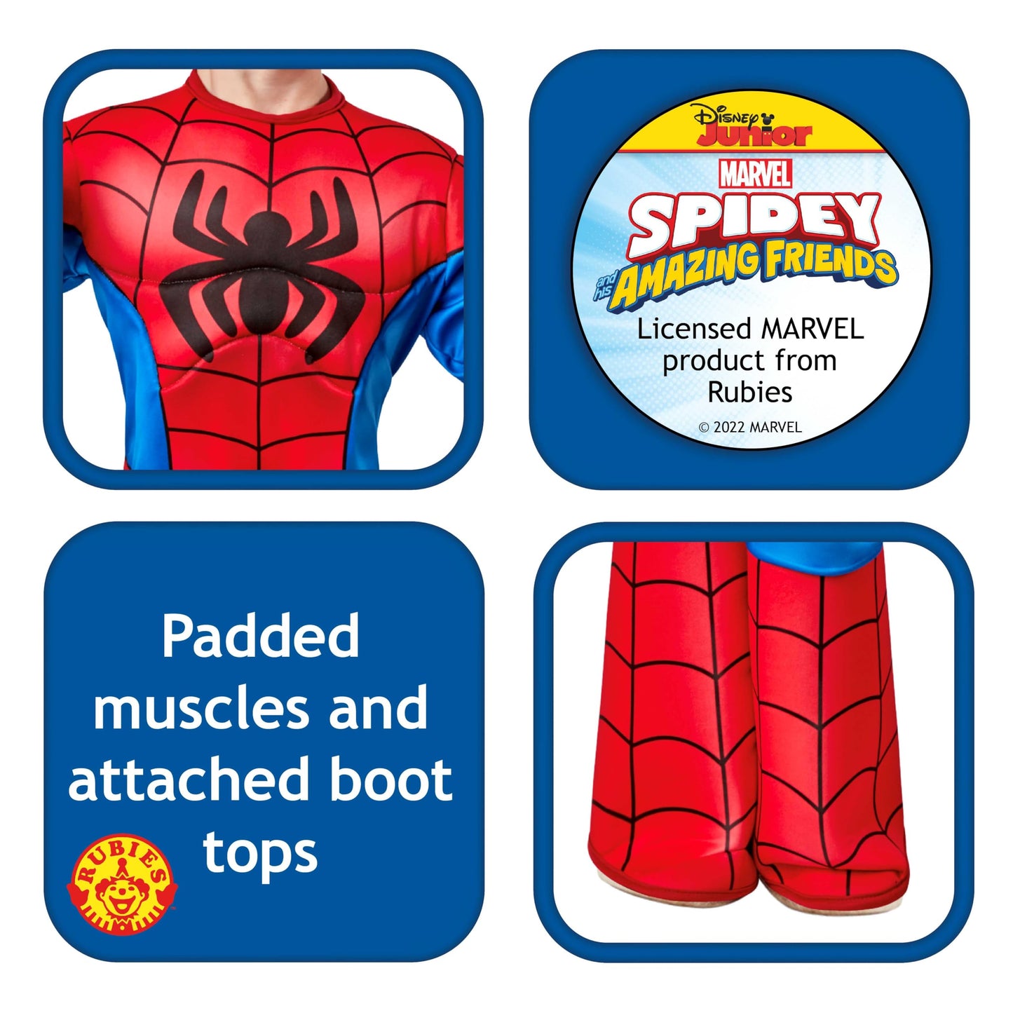 Rubies Official Marvel Spidey and His Amazing Friends Spider-Man Deluxe Toddler Costume, Kids Fancy Dress, World Book Day Halloween Halloween