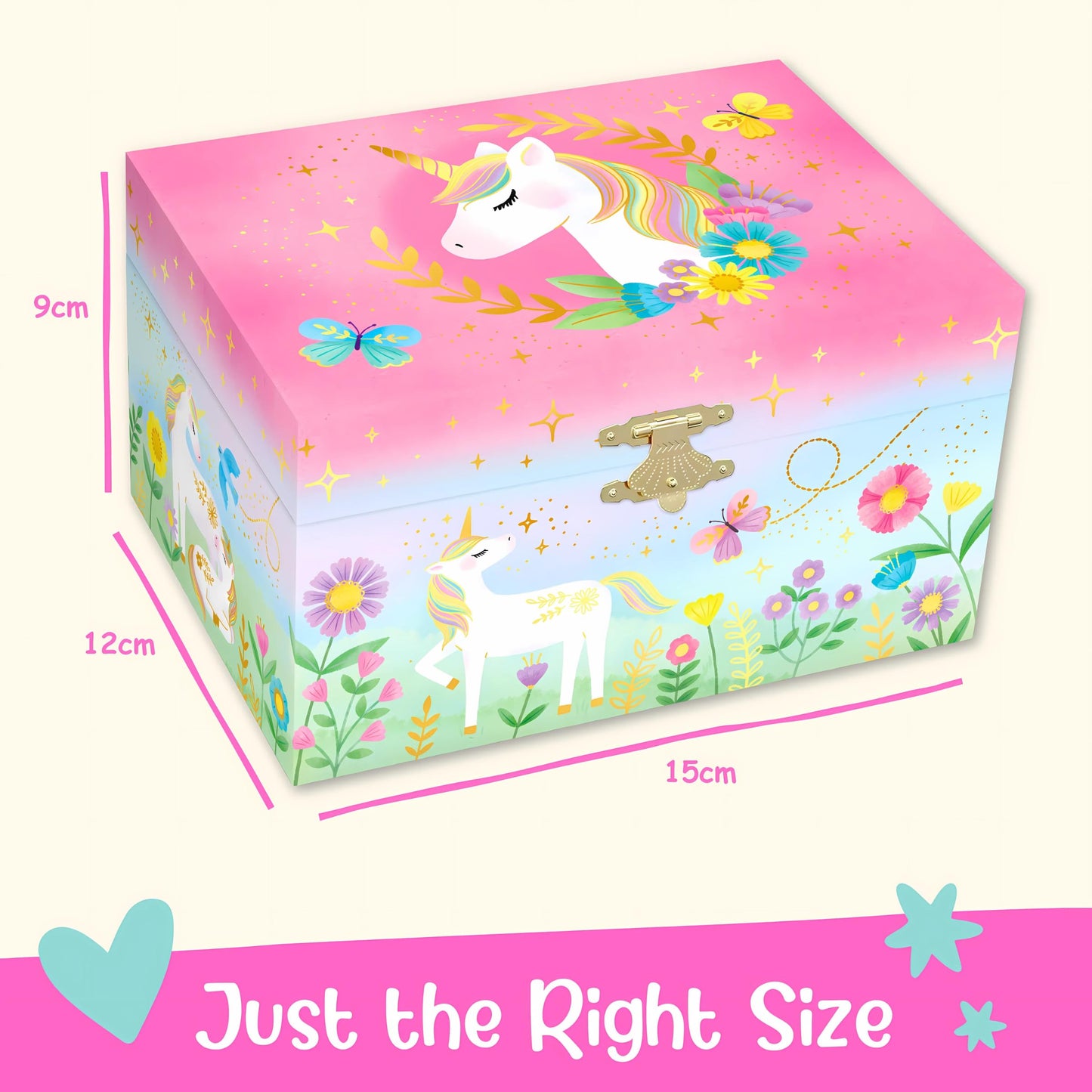 Musical Unicorn Jewellery Box - Gifts for Girls Age 4-6, 15.2 x 11.8 x 8.9 cm