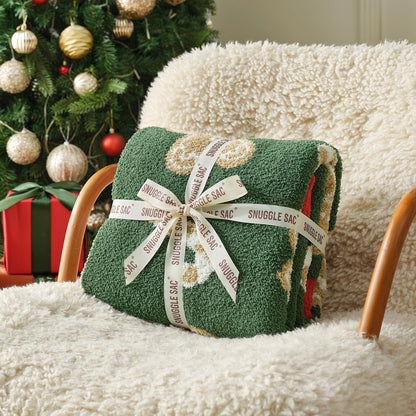 Snuggle Sac Christmas Blanket Green Gingerbread Man Throw Blanket 50x60 inches, Ultra Soft Cozy Throw Blanket for Couch, Sofa and Bed for Christmas