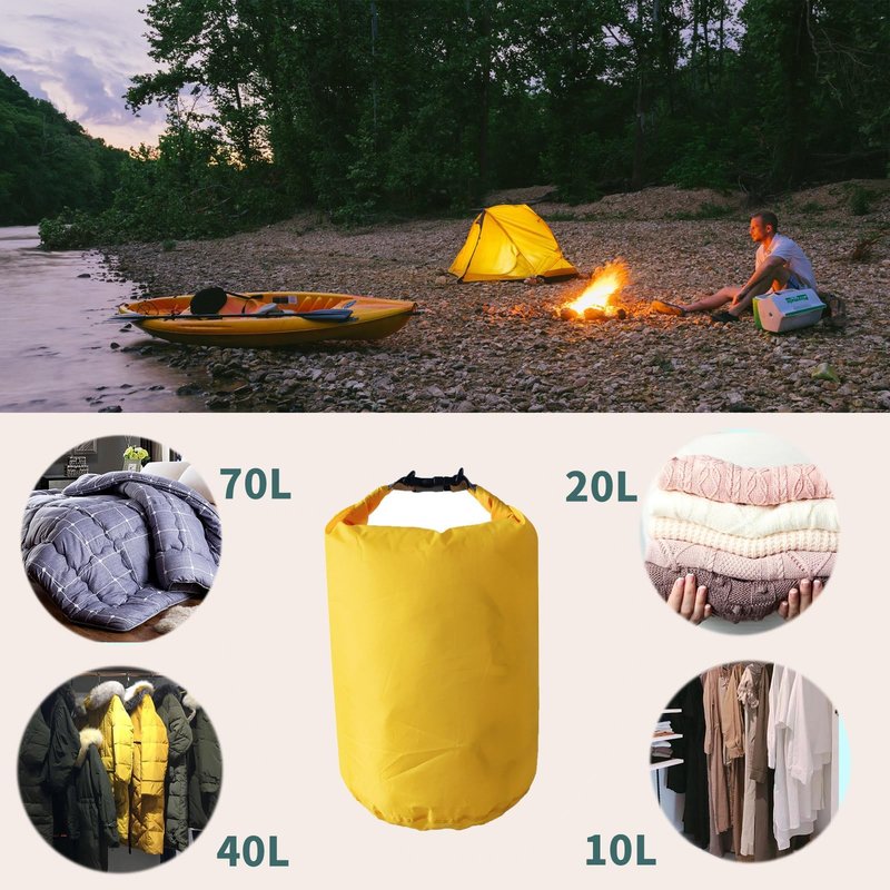 Sanpierazaar Dry Bags Waterproof, Ultralight Dry Sack, 10L/20L/40L/70L Waterproof Bags,Roll Top Sack for Kayaking, Beach, Rafting, Boating, Hiking, Camping,Swimming (Black, 20L)