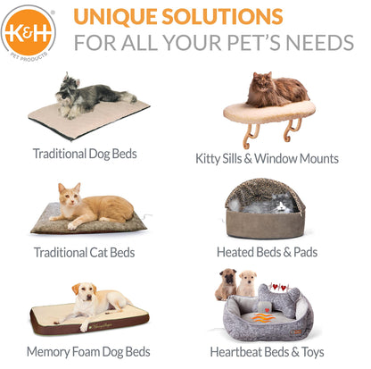 K&H Pet Products Bolster Kitty Sill Cat Window Perch Bed for Large Cats, Orthopedic Window Hammock Holds 40 lbs, Washable Cover, Indoor Windowsill Furniture Bed Seat - Tan/Kitty Unheated 14 X 24in