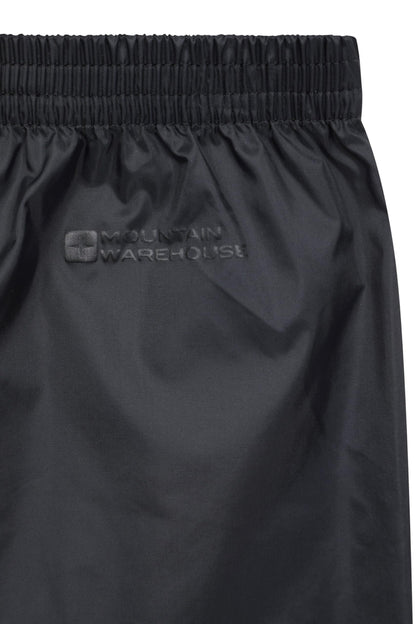 Mountain Warehouse Pakka Womens Waterproof Over Trousers - Packaway Bag, Breathable Rain Pants, Hook & Loop Ankle Opening Ladies Rainwear - for Spring Summer & Outdoors Black Women's Size 12