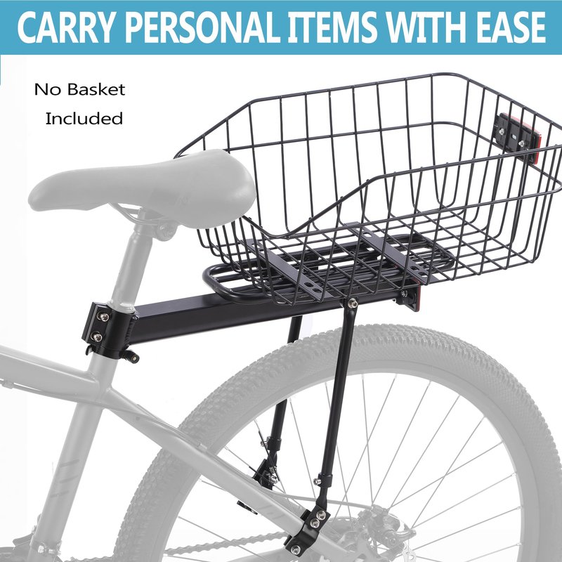 YONTUO BCR13V1:Rear Bike Rack,Bike Cargo Rack,Aluminum Alloy,Large Size Reflective,Full - Enclosed Integrated Chuck,Universal