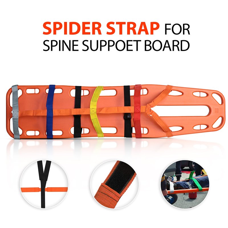 SURGICAL ONLINE First Responder EMT Backboard Spine Board Rescue Stretcher Immobilization with Head Bed and Spider Straps - Gift EMT Trauma Bag (Green)