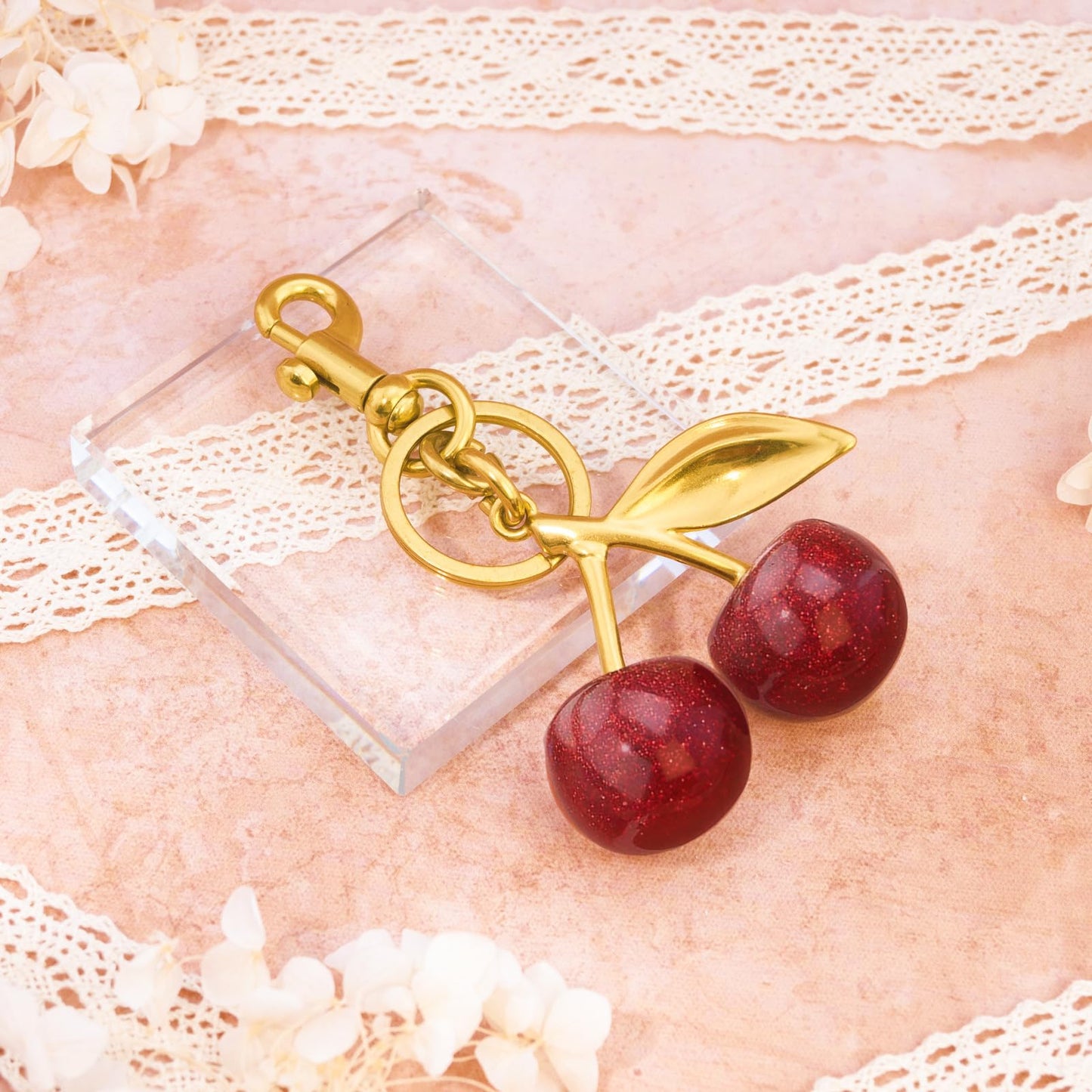 Cherry Bag Charm Purse Charms Keychain- Car Cherry Accessories keychians Gifts for Women Mom Daughter Gifts Christmas For Women Valentine Bag Accessory Christmas