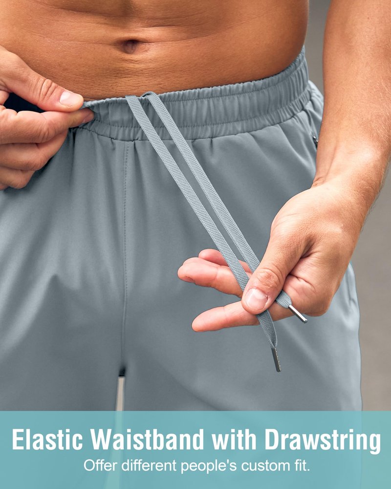 G Gradual Men's Athletic Running Shorts with Zipper Pockets Quick Dry 7"/ 5"/ 9" Workout Gym Shorts for Basketball Hiking(Light Grey,7S)