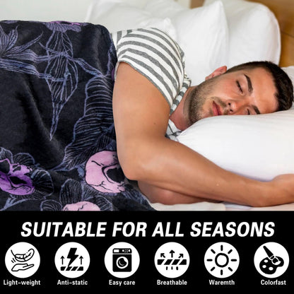 Halloween Goth Skull Throw Blanket 50x60 Inch Gothic Skeleton Blankets Soft Lightweight Cozy Plush Blanket for Halloween Decor Gifts