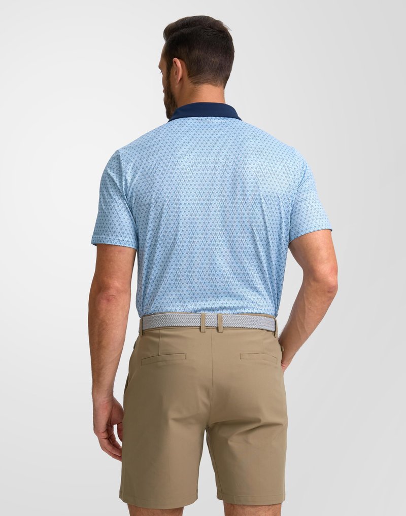 Obla Mens Golf Polo Shirts Short Sleeve Dry Fit Performance Moisture Wicking Casual Print Collared Golf Shirts for Men(Blue Flower_S)