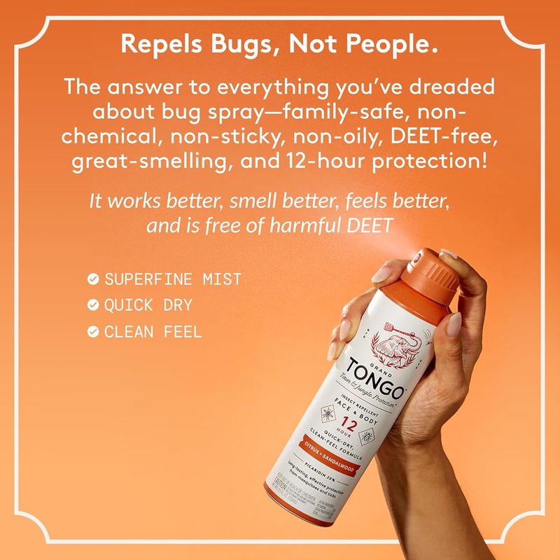 DEET-Free Insect Repellent - 12-Hour Picaridin Protection | Citrus & Sandalwood Scent