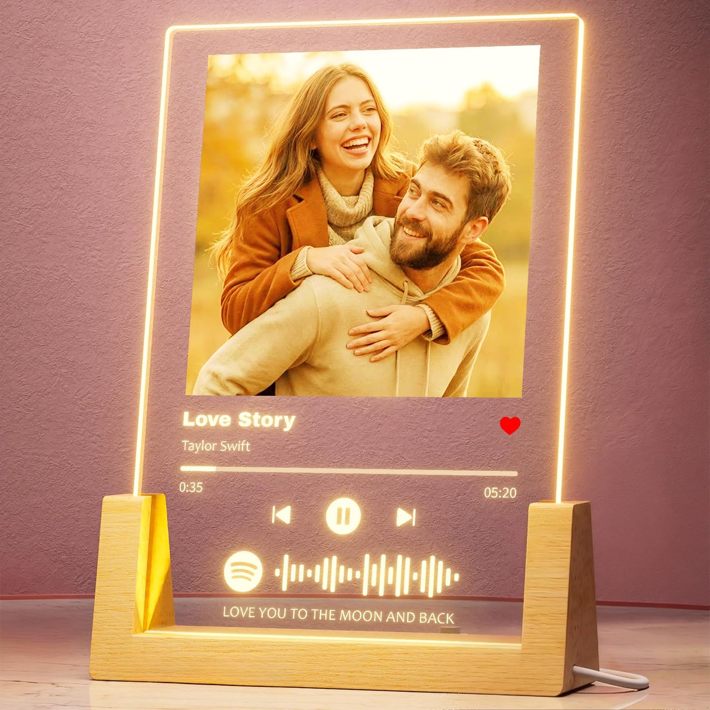 iDIY Custom Picture Frame with Photo - Personalized Spotify Music Song Plaque - Customized Valentines Day Gift for Boyfriend Girlfriend Couple - Anniversary Birthday Gifts for Him Her