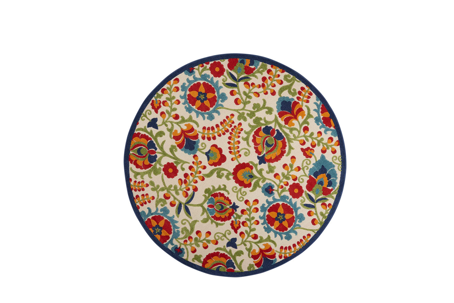 Nourison Home Aloha Multicolor 7'10" x Round Area Rug - Easy Clean, Non Shedding, Bed Room, Living Room, Dining Room, Kitchen (8' x Round)