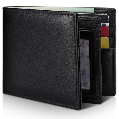 Artpaxy Mens Wallet Genuine Leather Bifold RFID Blocking Wallet for Men with 1 ID Window 13 Card Holders 2 cash pockets 1 Gift Box