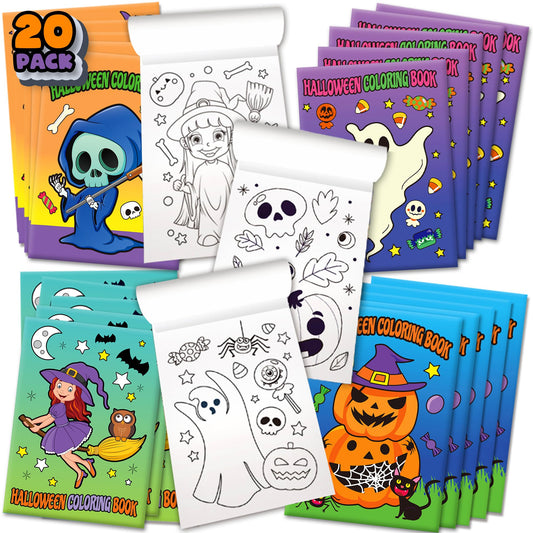 ArtCreativity Halloween Coloring Books for Kids – 20 Pack Mini 5”×7” Booklets – Non-Candy Trick or Treat Handouts, Party Favors, Classroom Prizes, Fall Crafts & Gifts for Boys and Girls