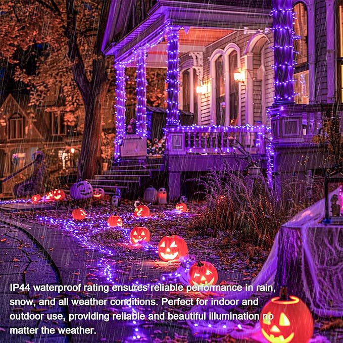 JMEXSUSS 150 LED Purple Halloween Lights Indoor, 8 Modes Connectable String Lights Outdoor Waterproof, 59FT Purple Christmas Light for Party Bedroom Tree Halloween Decorations