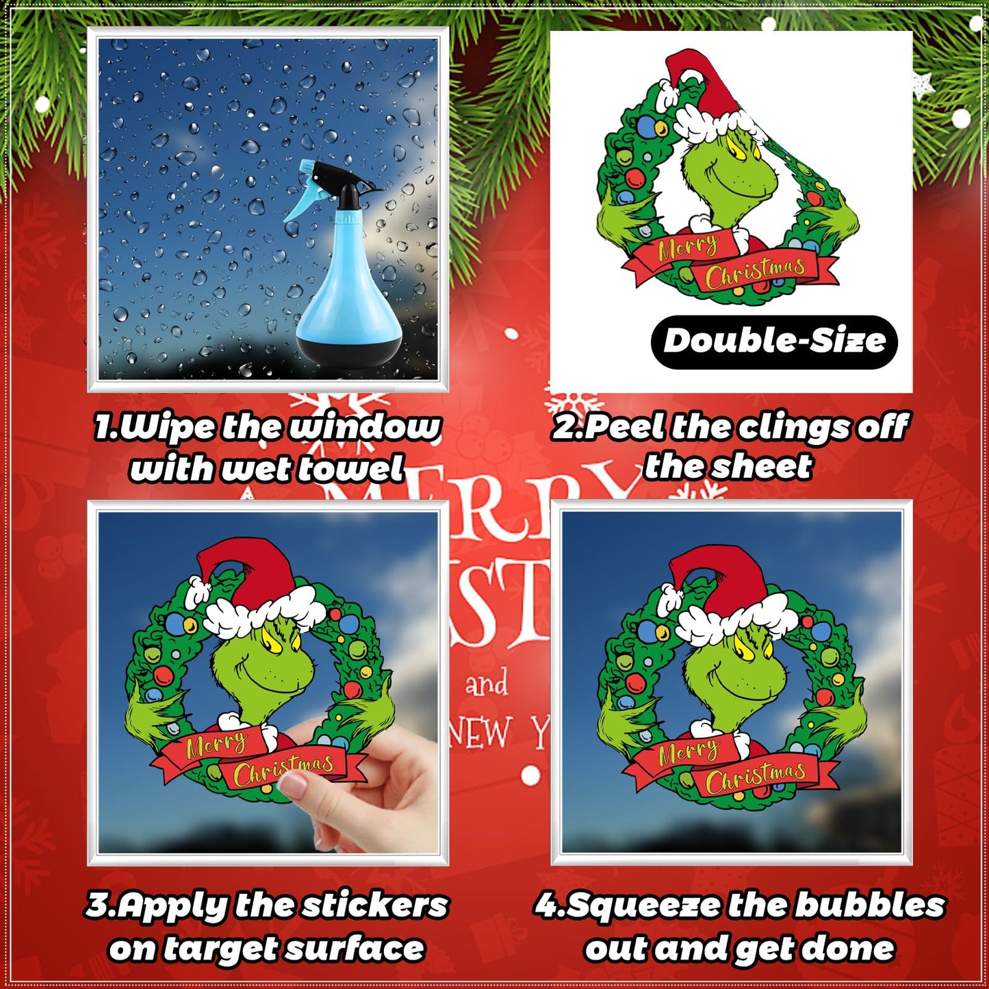 100 PCS Christmas Window Clings – Snowflake Window for Glass Windows, Double-Sided Reusable Static Christmas Decals for Winter Wonderland Decorations (9 Sheets)