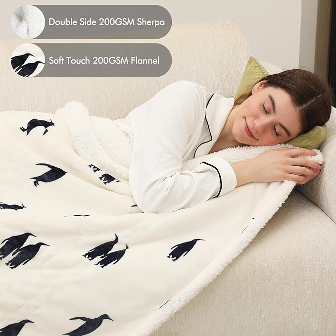 Heated Throw Blanket, Electric Blanket Throw with 5 Heating Levels & 4 Hours Auto Off, Super Soft Flannel Sherpa Fast Heating Blanket with ETL Certified for Bedding, 50"x60", Cream White