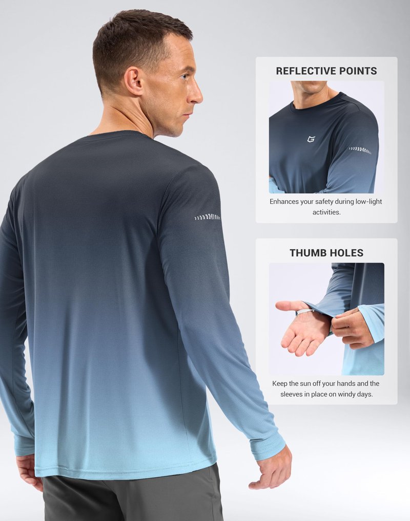 Men's Sun Protection Long Sleeve Shirts UPF 50+ Rash Guard Swim Lightweight Cooling UV SPF Shirt Fishing Workout Quick Dry