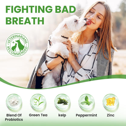 Dog Teeth Cleaning Powder, Dog Dental Powder and Cats Breath Freshener, Plaque Off Pet Tooth Cleaning lab co, Bad Breath & Tartar Remover for Dogs, Dog Teeth Cleaning with Enzymes- 60-Day Supply -Mint