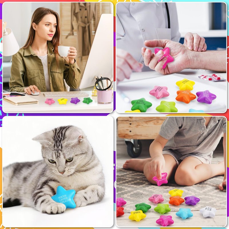 100 Pcs Stress Balls for Adults Motivational Stress Balls Bulk Colorful Foam Stress Relief Balls Hand Exercise Fidget Relief Anxiety Toys for Office Relief Employee Appreciation Gifts Party Favors