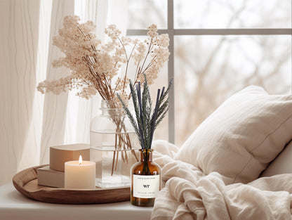 WEALD TRIBE Flower Reed Diffuser Set Vanilla Cinnamon Scent for Bathroom Air Fresheners | 4.0 fl oz Essential Oils with Sticks Home Fragrance Defusers | House Bedroom Office Shelf Decor & Gift