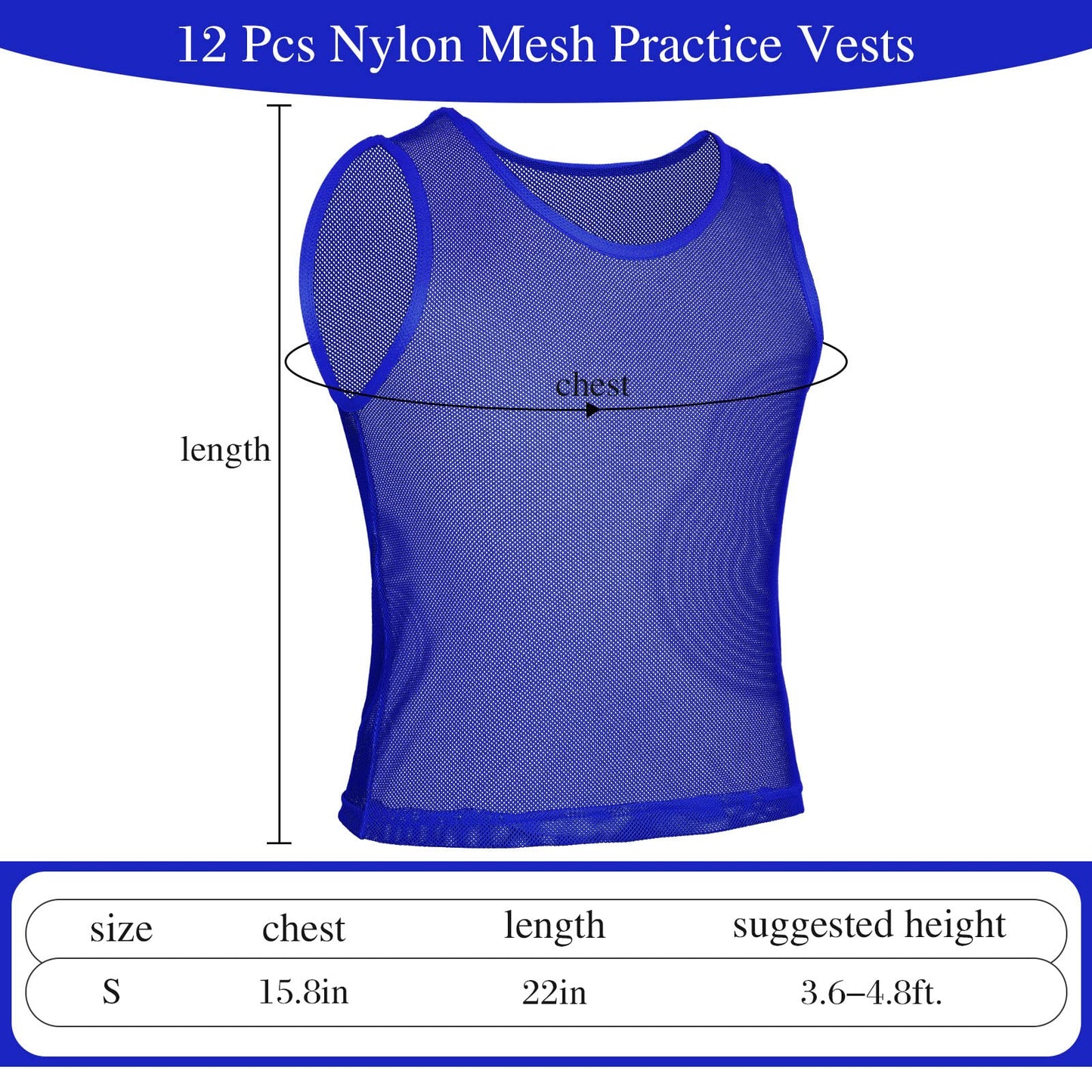 Sintege 12 Pcs Soccer Pinnies Pennies Jersey Scrimmage Vest Sports Practice Jersey Mesh Basketball Vest for Youth Adult Kids(Small,Dark Blue)