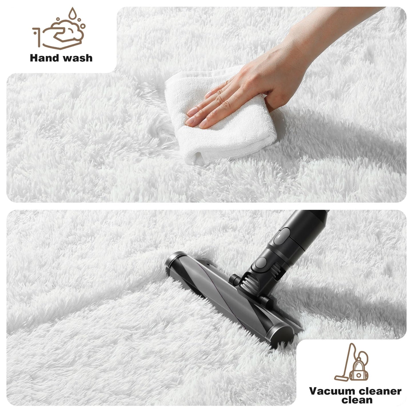 Mhyup Cream White 8x10 Area Rugs for Living Room Bedroom, Fluffy Large Rug Soft Shag Non-Slip Carpet for Kids Boys and Girls Room Dorm Home Decor (8ft x 10ft)