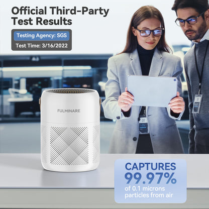 FULMINARE Air Purifiers for Bedroom, H13 True HEPA Air Purifiers for Home, Pets, Office, Quiet Small Air Filters with Timer Sleep Mode Speeds Control Night Light