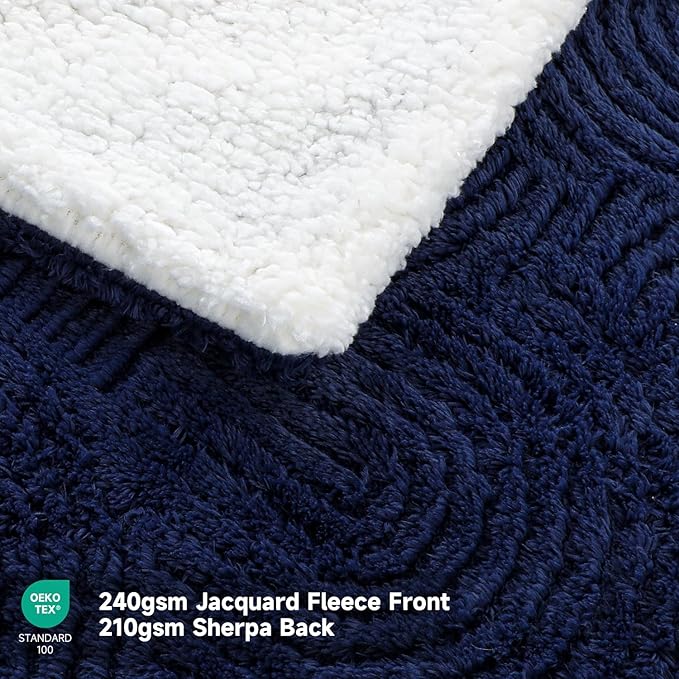 Heated Blanket Queen Size - 84"x90" Cozy Soft Jacquard Heating Blanket with 4 Heat Levels & 10 Hours Auto-Off, Jacquard Fleece, Overheating Protection, Warm Gifts, Navy