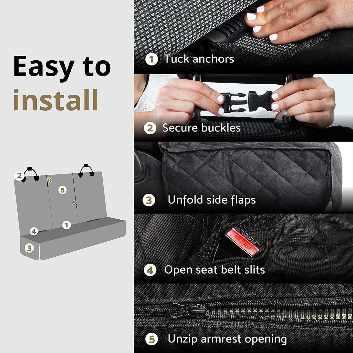 AMZPET Dog Car Seat Cover (Compact: 122 cm) - Waterproof - Non-slip & Scratch Proof - Durable - 56 x 45 x 122 cm