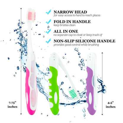 Bulk Portable Toothbrushes, Individually Wrapped, Manual Disposable Travel Toothbrush Set for Adults, Medium Soft Large Head, Multi Color Travel Toothbrush Kit (100 Pack - Medium)