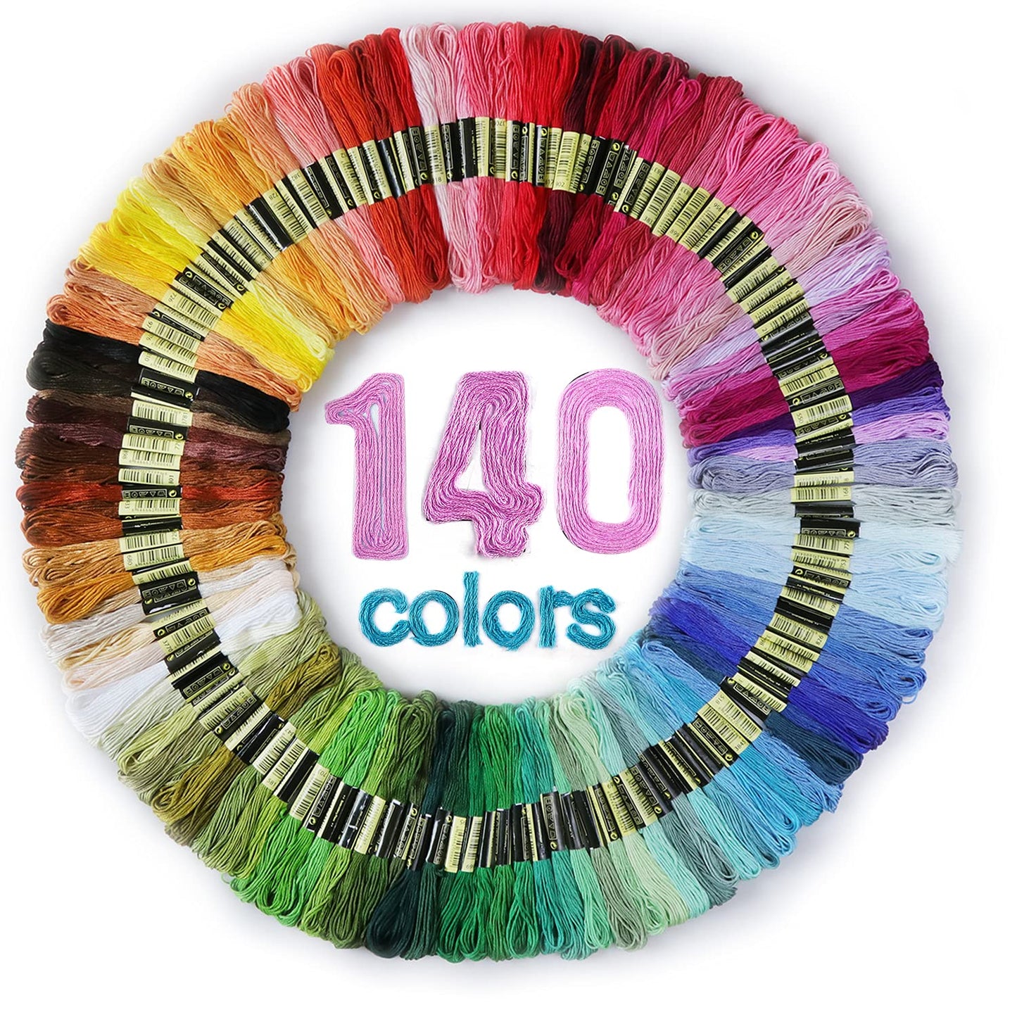 Embroidery Thread Floss 140 Colors Friendship Bracelet String Making Bracelets Cross Stitch Kit Supplies Thin Yarn Sewing Patterns Cotton Strings Crochet Braces Wrap Colored Rainbow Crafts