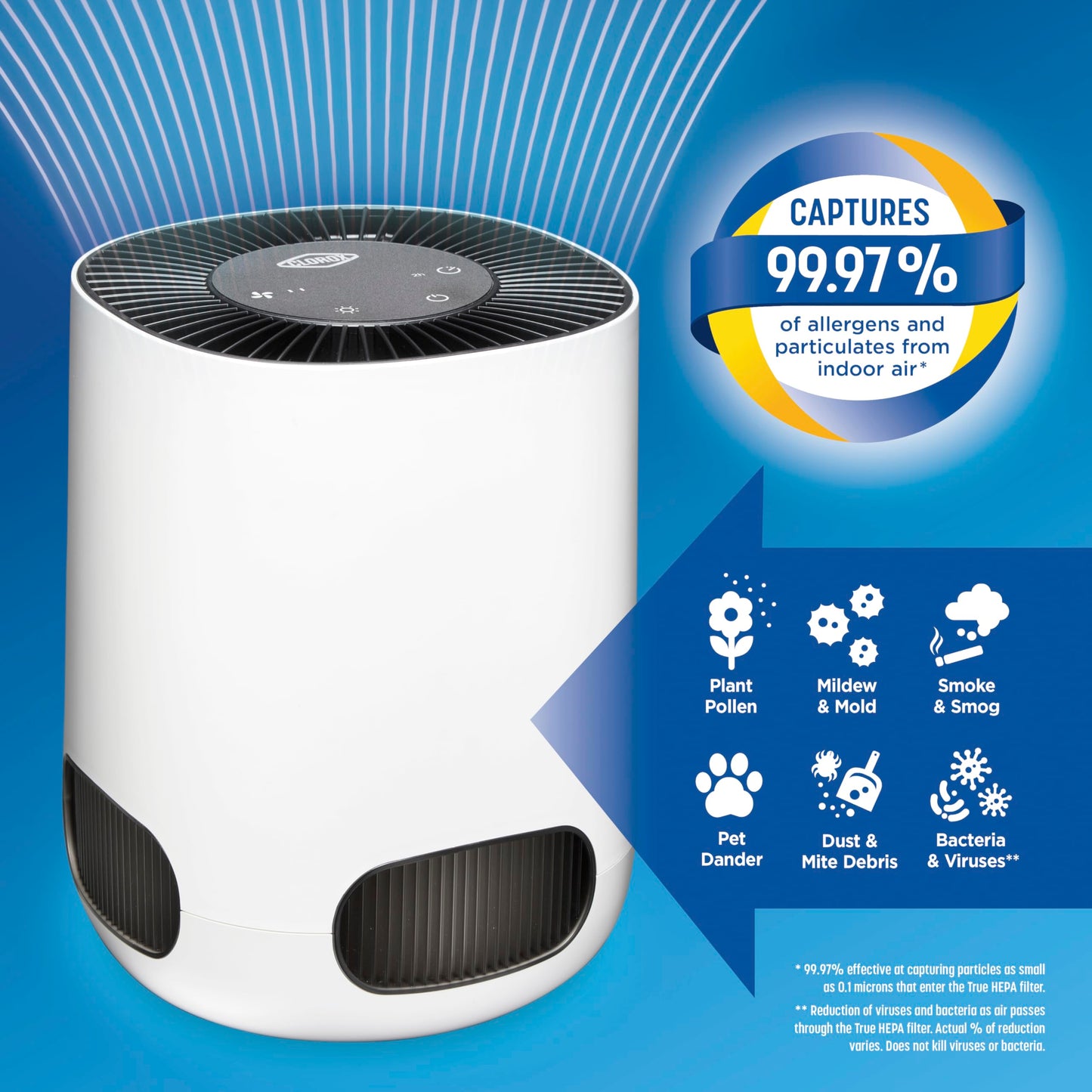 Clorox Air Purifiers for Bedroom Home, True HEPA Filter, Small Rooms Up to 200 Sq Ft, Removes 99.9% of Mold, Viruses, Wildfire Smoke, Allergens, Pet Allergies, Dust, AUTO Mode, Whisper Quiet