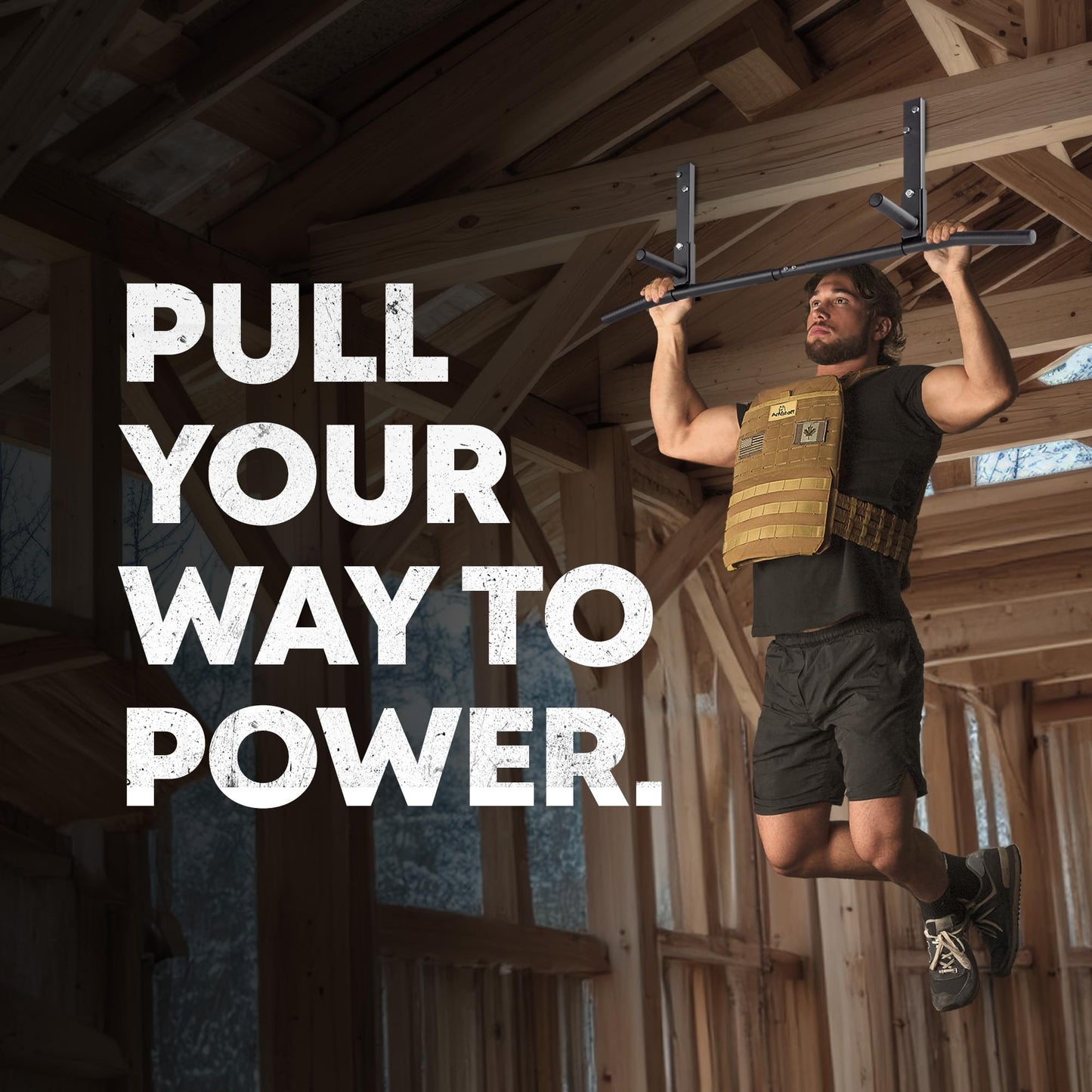 AmStaff Fitness Joist Mount Pull Up Bar, Ceiling Mounted Chin Up Bar for Home Gym, Crossfit, Beam, Rafter - Heavy Duty, Multi Grip, 42" Wide, Maximum Head Clearance - TU038