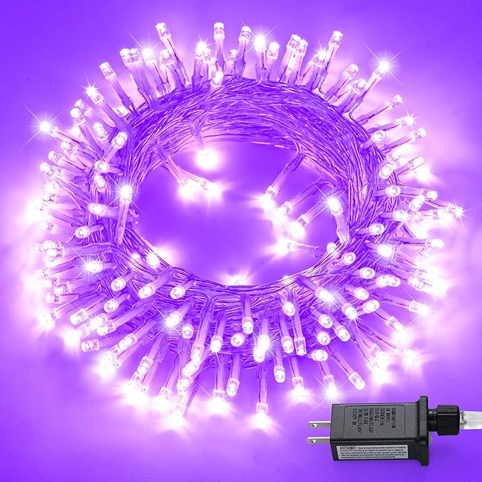 JMEXSUSS 150 LED Purple Halloween Lights Indoor, 8 Modes Connectable String Lights Outdoor Waterproof, 59FT Purple Christmas Light for Party Bedroom Tree Halloween Decorations