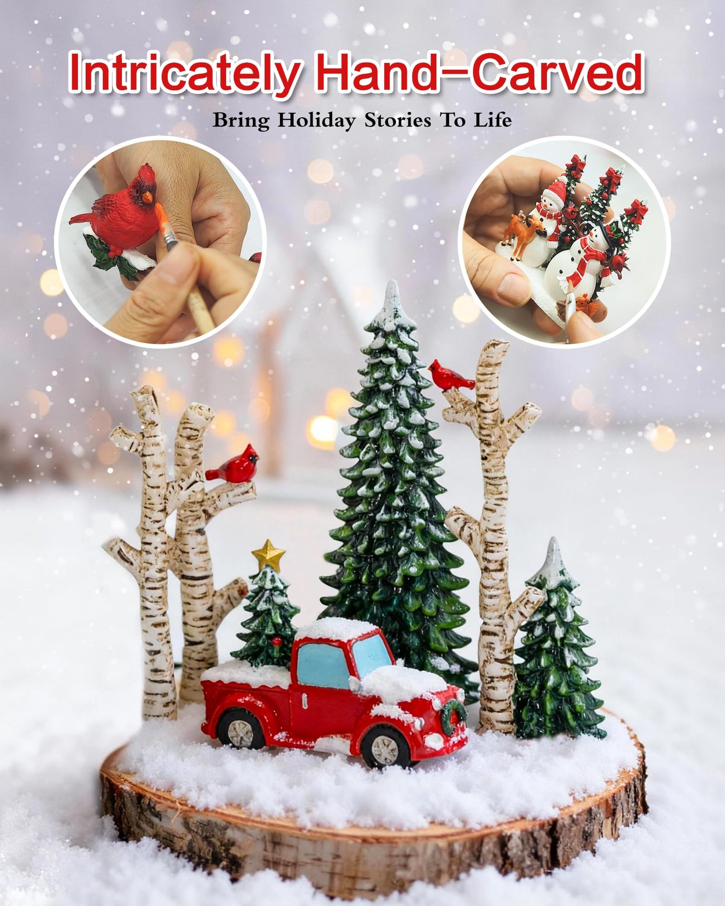 Christmas Snow Globes Light up Snowglobes Christmas Lantern with 8 Songs, 10.43" Christmas Snow Globes for kids adults, 6H Timer & Dual Power, Lighted Christmas Decorations Indoor, Gifts for Women Men