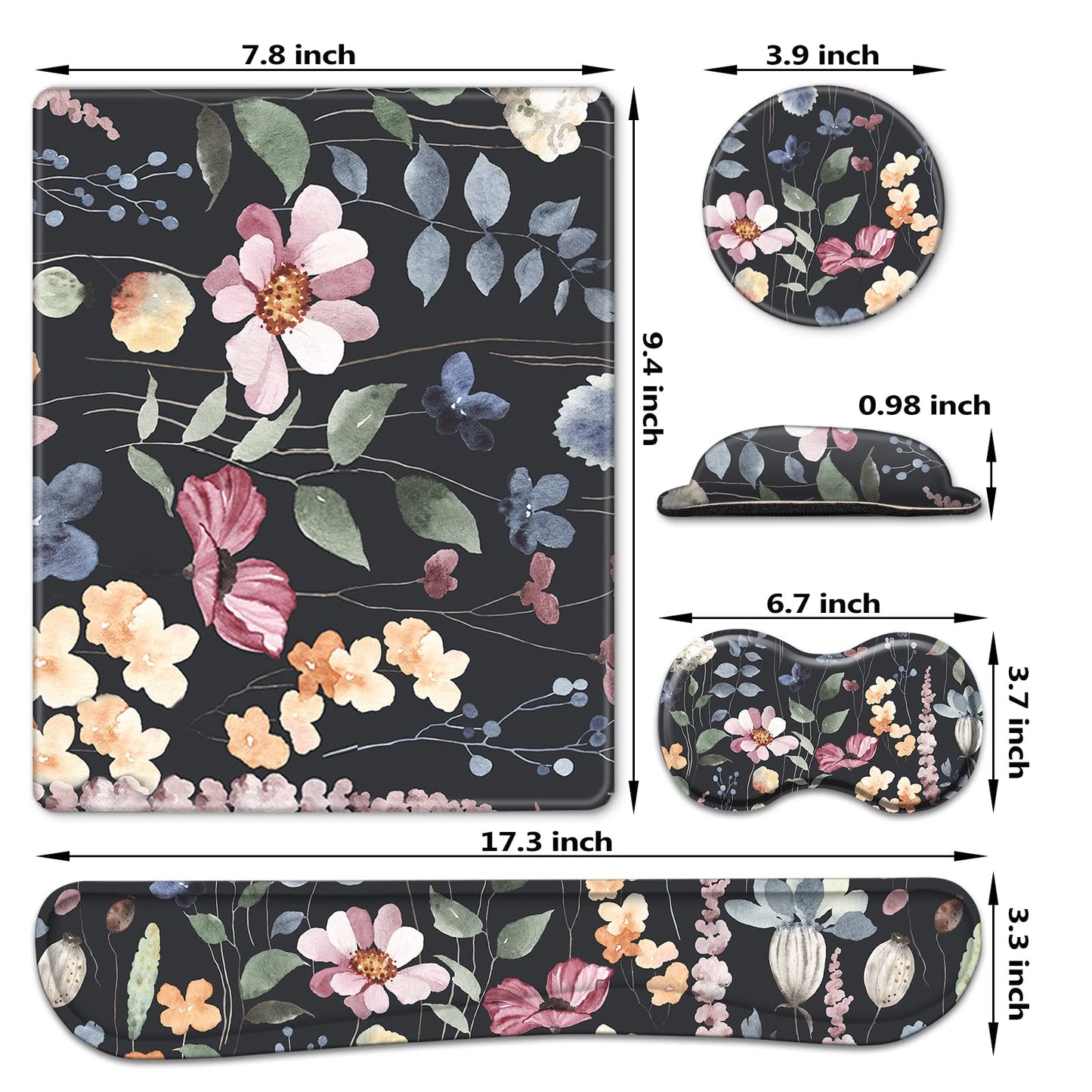 ArtSo Keyboard Wrist Rest Mouse Pad Wrist Support Ergonomic, Memory Foam Mousepad Non-Slip Base Comfortable Easy Typing Pain Relief, Flowers Plants