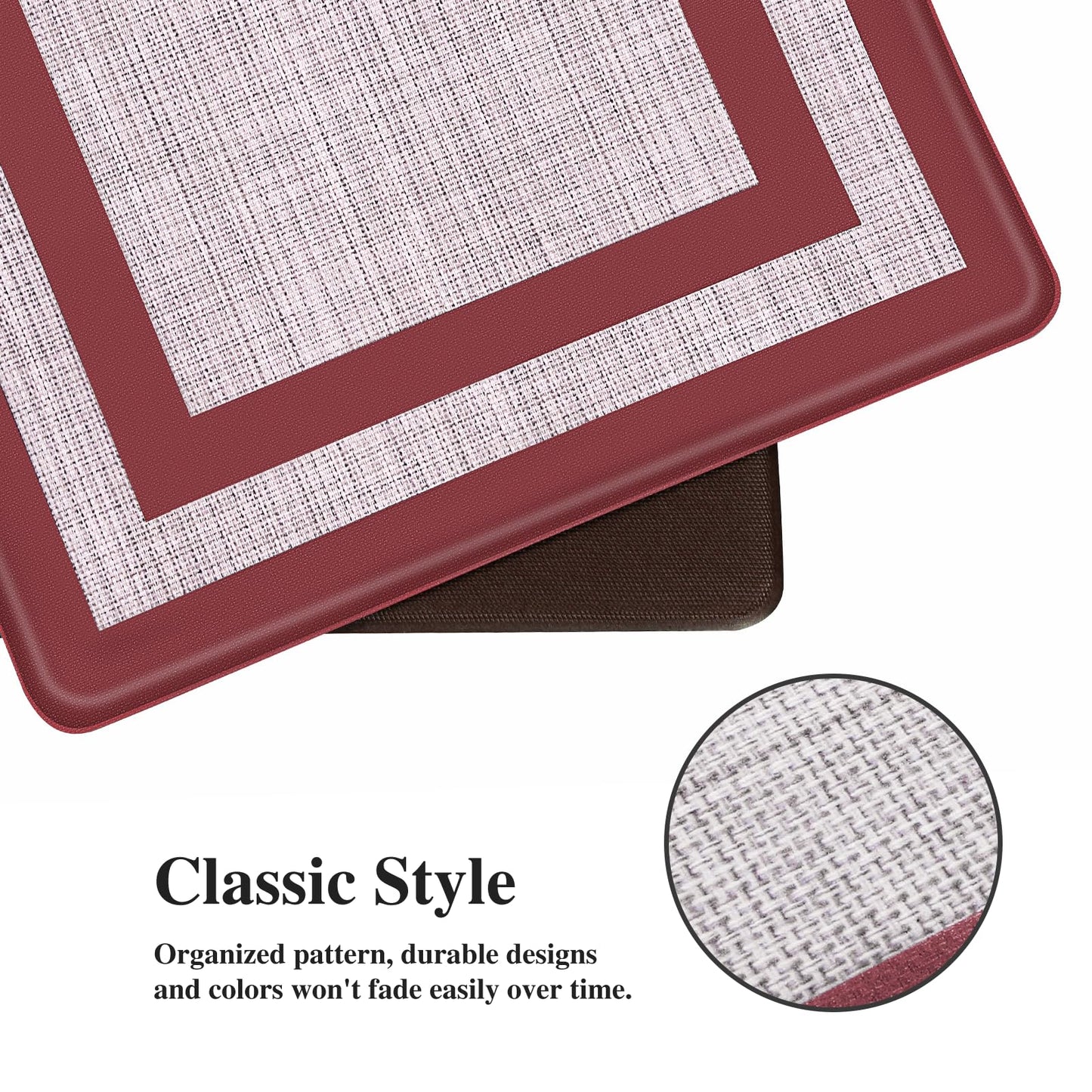 Mattitude Kitchen Mats Set of 2 Cushioned Anti-Fatigue Non-Skid Rug Sets Ergonomic Comfort Standing Mat for Kitchen, Floor, Office, Sink, Laundry,Red
