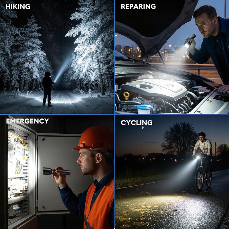 Rechargeable Flashlights - High Lumens LED Tactical Flashlight with LCD Power Display | Zoomable, 15H+ Runtime, IP65 Waterproof for Home & Camping