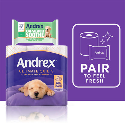 Andrex Ultimate Quilts Toilet Tissue 36 Rolls, Air Pocket Technology for Soft, Thick Sheets - Bulk Pack of 36 Quilted Toilet Rolls, FSC Certified